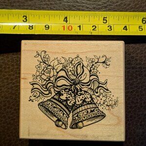 PSX Designs F-384 Double Wedding Bells Wood-Mounted Rubber Stamp 1963
